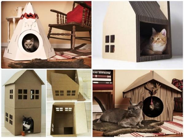 10 bardzo oryginalnych świątecznych prezentów dla kotów - 5. Tekturowy domek